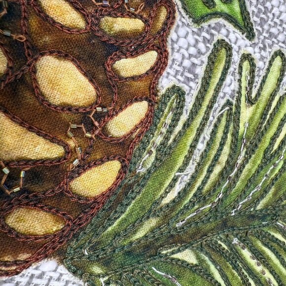 IMPERIAL COLLECTION Holiday Table Runner Pine cones and Holly Cotton Linen 14x68 - Picture 10 of 14